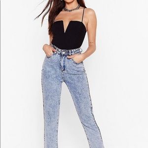 Deep V High Leg Bodysuit, Nasty Gal Size 6